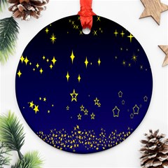 Blue Star Space Galaxy Light Night Ornament (round) by Mariart