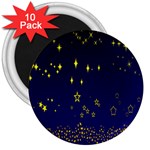 Blue Star Space Galaxy Light Night 3  Magnets (10 pack)  Front