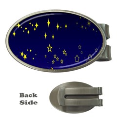 Blue Star Space Galaxy Light Night Money Clips (oval)  by Mariart