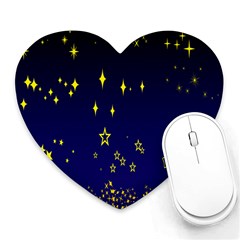 Blue Star Space Galaxy Light Night Heart Mousepads by Mariart