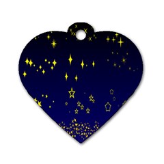 Blue Star Space Galaxy Light Night Dog Tag Heart (two Sides) by Mariart