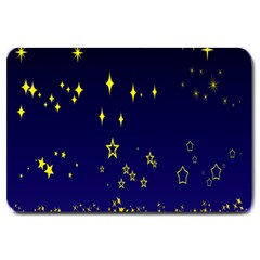 Blue Star Space Galaxy Light Night Large Doormat  by Mariart