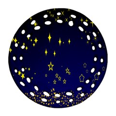 Blue Star Space Galaxy Light Night Round Filigree Ornament (two Sides) by Mariart