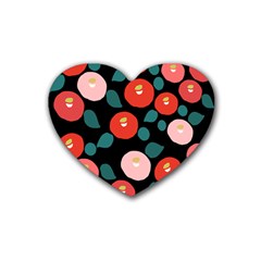 Candy Sugar Red Pink Blue Black Circle Rubber Coaster (heart)  by Mariart