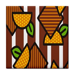 Chocolate Lime Brown Circle Line Plaid Polka Dot Orange Green White Tile Coasters by Mariart