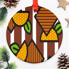 Chocolate Lime Brown Circle Line Plaid Polka Dot Orange Green White Ornament (round) by Mariart