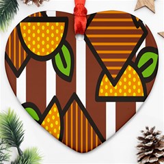 Chocolate Lime Brown Circle Line Plaid Polka Dot Orange Green White Ornament (heart) by Mariart