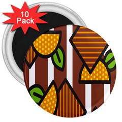 Chocolate Lime Brown Circle Line Plaid Polka Dot Orange Green White 3  Magnets (10 Pack)  by Mariart