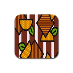 Chocolate Lime Brown Circle Line Plaid Polka Dot Orange Green White Rubber Square Coaster (4 Pack)  by Mariart