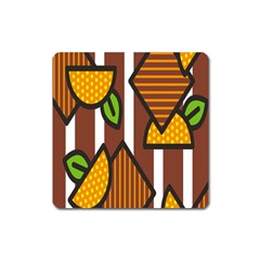 Chocolate Lime Brown Circle Line Plaid Polka Dot Orange Green White Square Magnet by Mariart