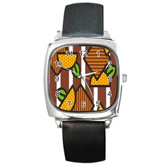 Chocolate Lime Brown Circle Line Plaid Polka Dot Orange Green White Square Metal Watch by Mariart