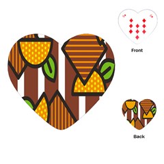 Chocolate Lime Brown Circle Line Plaid Polka Dot Orange Green White Playing Cards (heart)  by Mariart