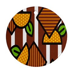 Chocolate Lime Brown Circle Line Plaid Polka Dot Orange Green White Round Ornament (two Sides) by Mariart