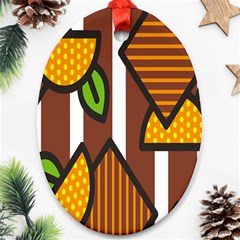 Chocolate Lime Brown Circle Line Plaid Polka Dot Orange Green White Oval Ornament (two Sides) by Mariart