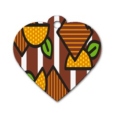 Chocolate Lime Brown Circle Line Plaid Polka Dot Orange Green White Dog Tag Heart (one Side) by Mariart