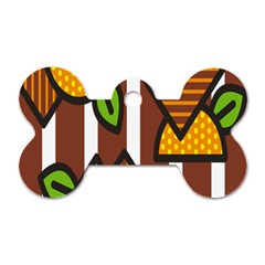 Chocolate Lime Brown Circle Line Plaid Polka Dot Orange Green White Dog Tag Bone (two Sides) by Mariart