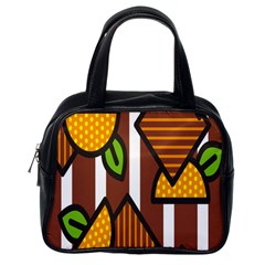 Chocolate Lime Brown Circle Line Plaid Polka Dot Orange Green White Classic Handbags (one Side) by Mariart