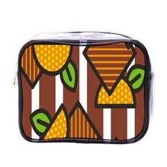 Chocolate Lime Brown Circle Line Plaid Polka Dot Orange Green White Mini Toiletries Bags by Mariart