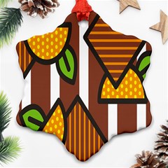 Chocolate Lime Brown Circle Line Plaid Polka Dot Orange Green White Ornament (snowflake) by Mariart