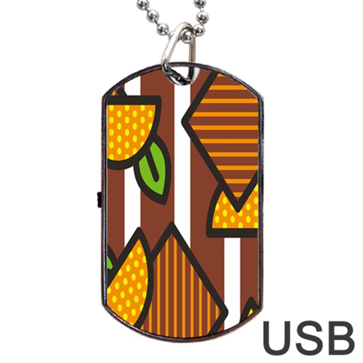 Chocolate Lime Brown Circle Line Plaid Polka Dot Orange Green White Dog Tag USB Flash (Two Sides)