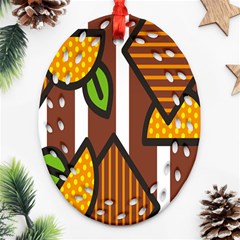 Chocolate Lime Brown Circle Line Plaid Polka Dot Orange Green White Ornament (oval Filigree) by Mariart