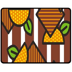 Chocolate Lime Brown Circle Line Plaid Polka Dot Orange Green White Double Sided Fleece Blanket (medium)  by Mariart