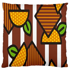 Chocolate Lime Brown Circle Line Plaid Polka Dot Orange Green White Large Flano Cushion Case (two Sides) by Mariart