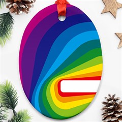 Circle Rainbow Color Hole Rasta Waves Ornament (oval) by Mariart