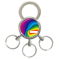 Circle Rainbow Color Hole Rasta Waves 3-ring Key Chains