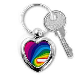 Circle Rainbow Color Hole Rasta Waves Key Chains (heart)  by Mariart