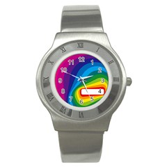 Circle Rainbow Color Hole Rasta Waves Stainless Steel Watch by Mariart