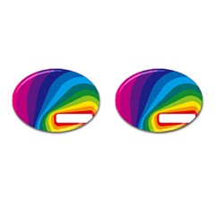 Circle Rainbow Color Hole Rasta Waves Cufflinks (oval) by Mariart