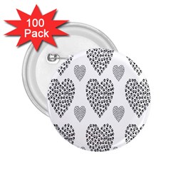 Black Paw Hearts Love Animals 2 25  Buttons (100 Pack) 