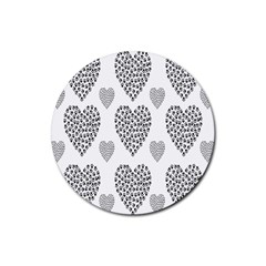 Black Paw Hearts Love Animals Rubber Coaster (round)  by Mariart