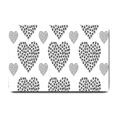 Black Paw Hearts Love Animals Small Doormat  by Mariart