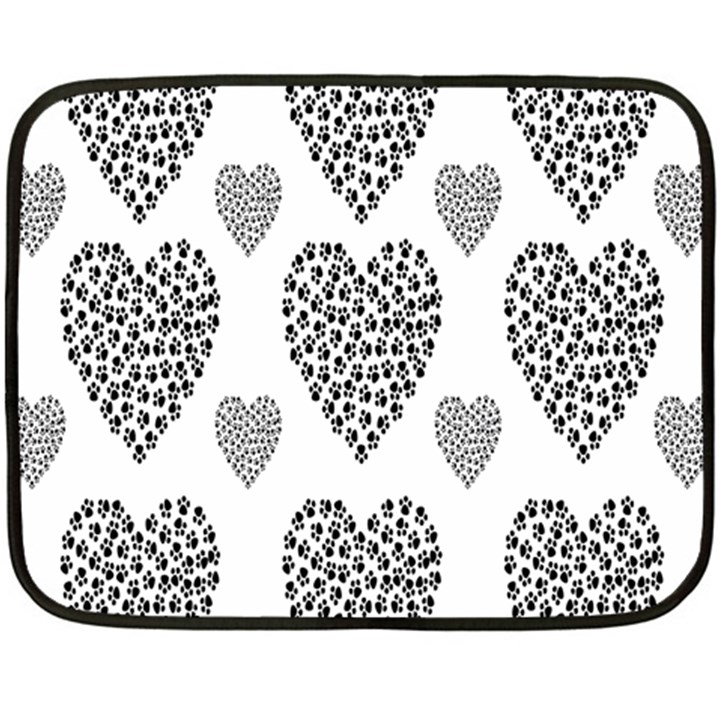 Black Paw Hearts Love Animals Fleece Blanket (Mini)