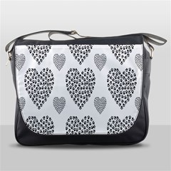 Black Paw Hearts Love Animals Messenger Bags by Mariart