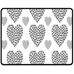 Black Paw Hearts Love Animals Double Sided Fleece Blanket (medium)  by Mariart