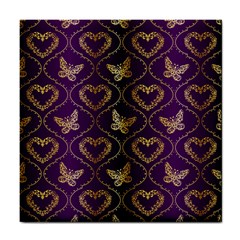 Flower Butterfly Gold Purple Heart Love Tile Coasters by Mariart