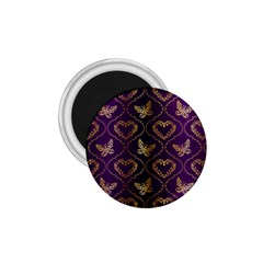 Flower Butterfly Gold Purple Heart Love 1 75  Magnets by Mariart