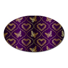 Flower Butterfly Gold Purple Heart Love Oval Magnet