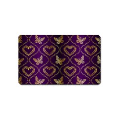 Flower Butterfly Gold Purple Heart Love Magnet (name Card) by Mariart