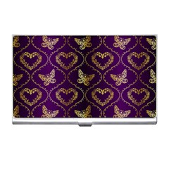 Flower Butterfly Gold Purple Heart Love Business Card Holders by Mariart