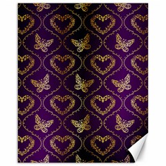 Flower Butterfly Gold Purple Heart Love Canvas 16  X 20   by Mariart