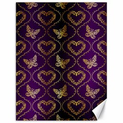 Flower Butterfly Gold Purple Heart Love Canvas 18  X 24   by Mariart