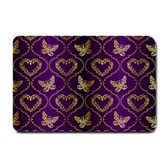 Flower Butterfly Gold Purple Heart Love Small Doormat  by Mariart