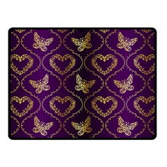 Flower Butterfly Gold Purple Heart Love Fleece Blanket (small) by Mariart