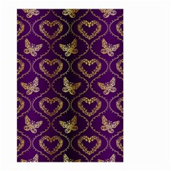 Flower Butterfly Gold Purple Heart Love Small Garden Flag (two Sides) by Mariart