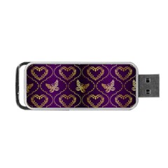 Flower Butterfly Gold Purple Heart Love Portable Usb Flash (one Side) by Mariart