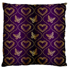 Flower Butterfly Gold Purple Heart Love Standard Flano Cushion Case (two Sides) by Mariart